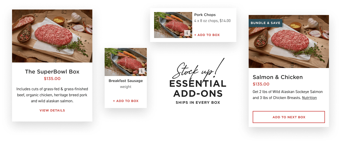 A mobile optimized design system allows ButcherBox members to easily manage their box on their phone.