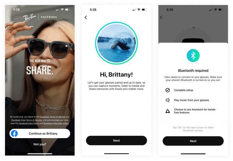 Ray-Ban Smart Glass iOS app onboarding