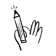 Illustration of a hand holding a sharpened pencil. The illustration is an abstract representation of improved conversion and retention.